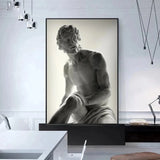 Black and White Man Lady Muscle Sculpture Canvas Painting Nude Posters and Prints Wall Art Pictures for Living Room Home Decor