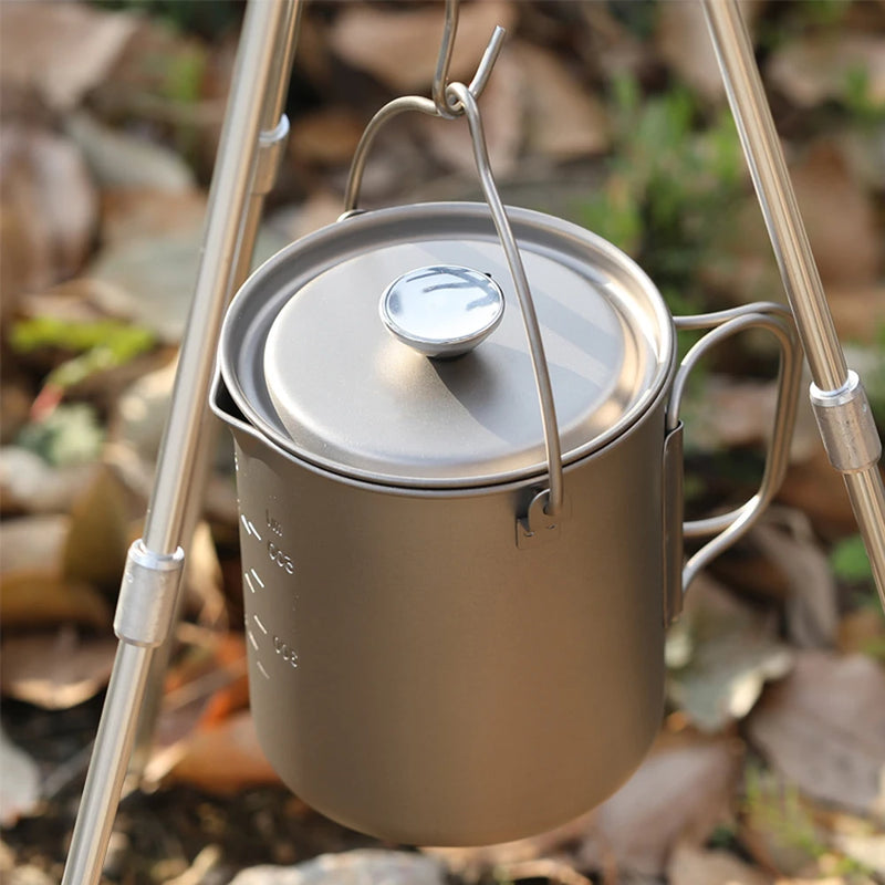 Lixada 750ml Titanium Cup Coffee Cup Mug French Press Pot Coffee Maker with Lid Outdoor Camping Cooking Pot