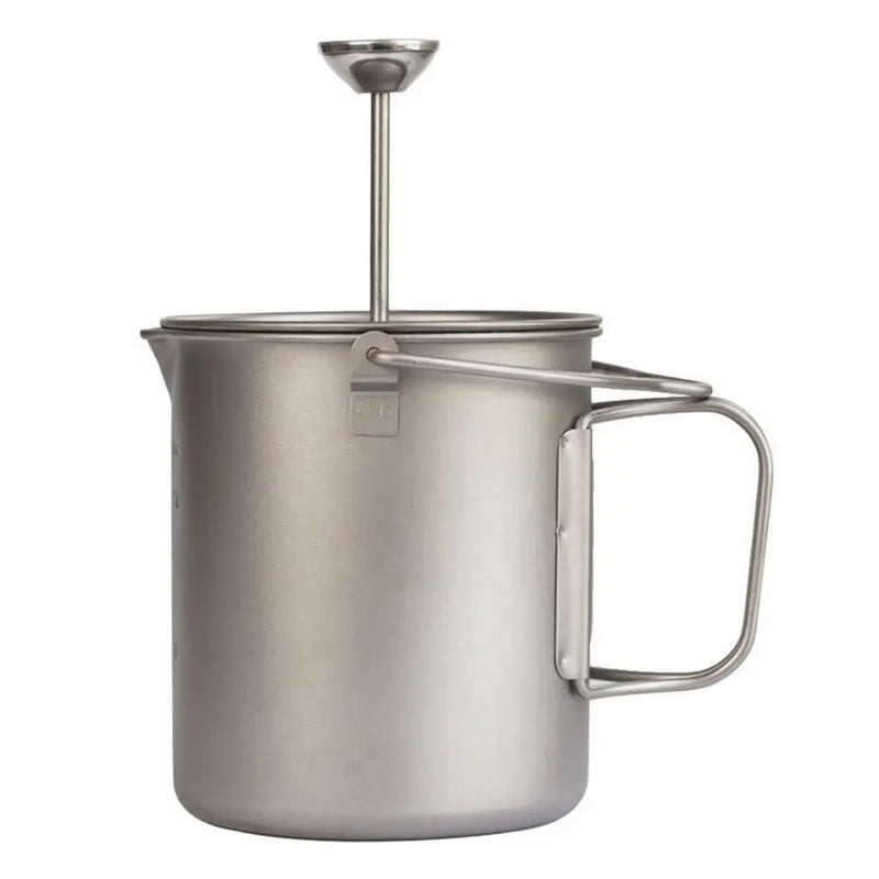 750ml Portable Outdoor Coffee Machine Pure Titanium French Coffee Pot for Camping Hiking Picnic Traveling