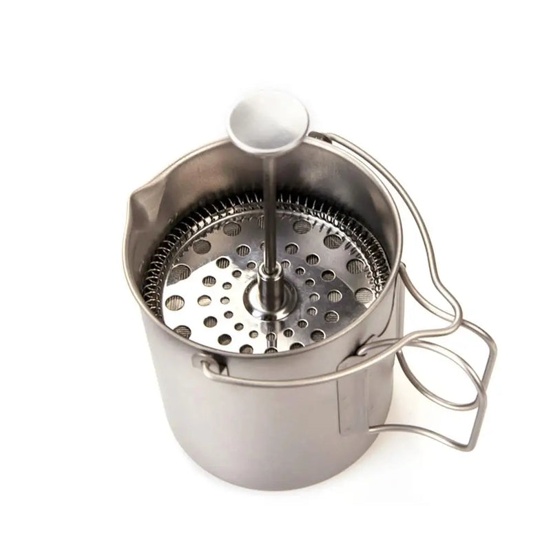 750ml Portable Outdoor Coffee Machine Pure Titanium French Coffee Pot for Camping Hiking Picnic Traveling