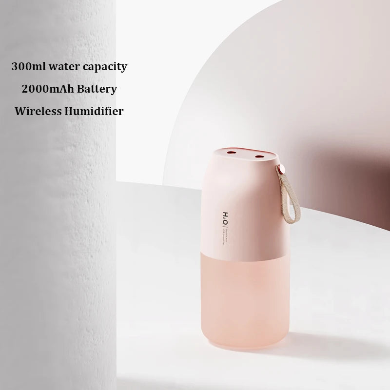 USB Rechargeable Portable Double Mist Air Humidifier 300ml Cold Mist Diffuser 2000mAh Car Air Purifier USB Mini Air Freshener