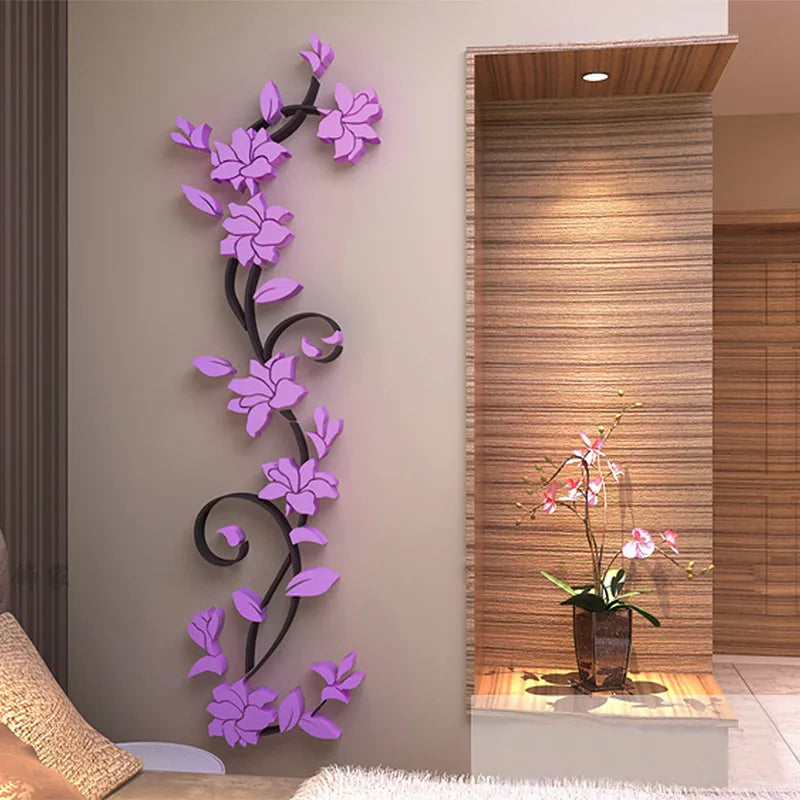 Fast 3D Romantic Rose Flower Wall Sticker Removable Home decor Decal Room Vinyl