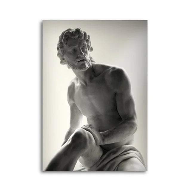 Black and White Man Lady Muscle Sculpture Canvas Painting Nude Posters and Prints Wall Art Pictures for Living Room Home Decor
