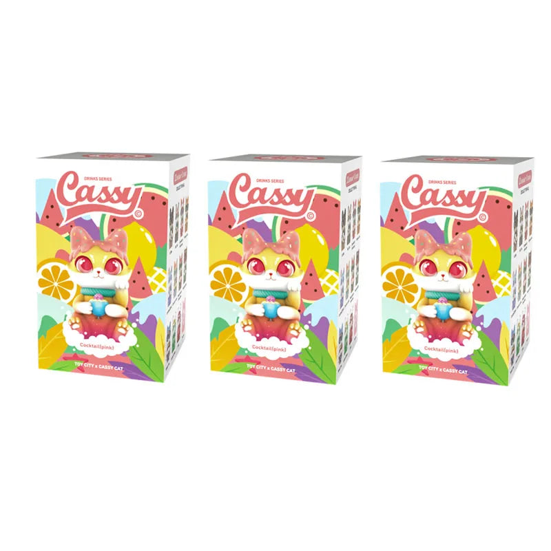 Anime New Cassy Cat Drinks Series Mystery Box Anime Original Figure Collection Model Desktop Ornaments Doll Toys