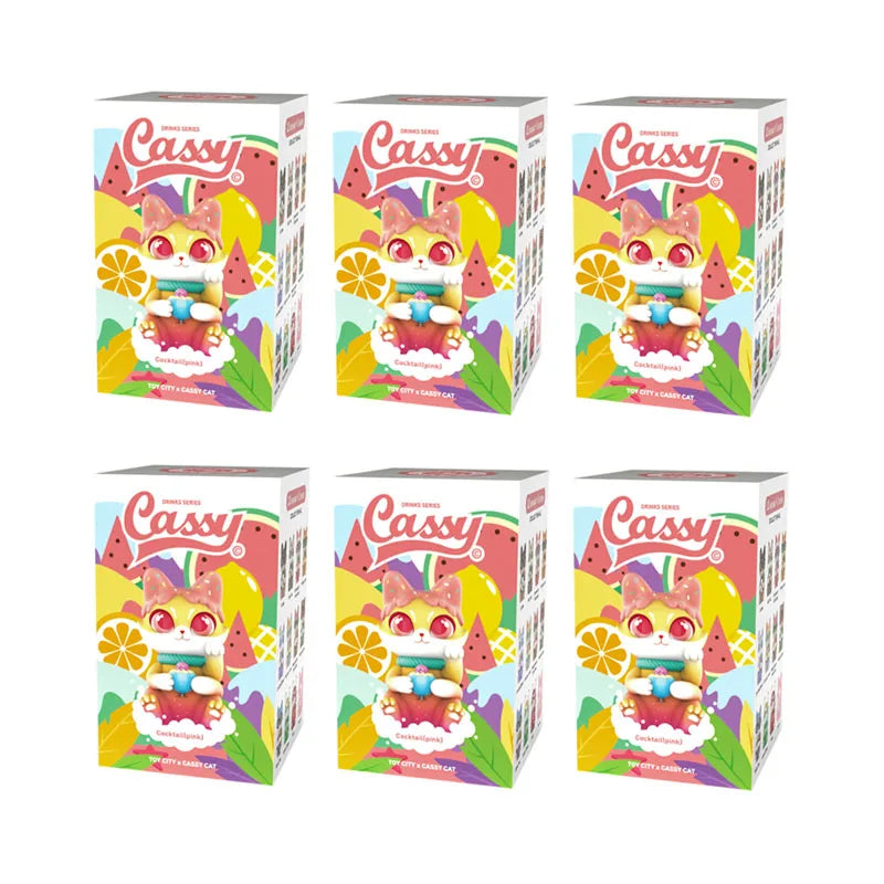 Anime New Cassy Cat Drinks Series Mystery Box Anime Original Figure Collection Model Desktop Ornaments Doll Toys