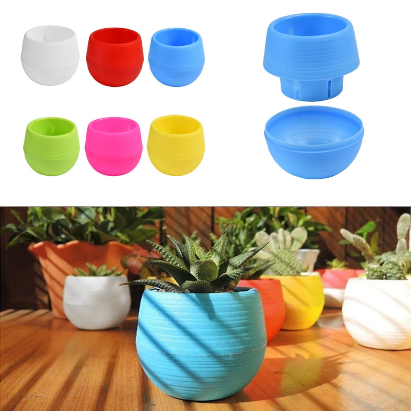 Creative Eco-friendly Colourful Mini Round Plastic Plant Flower Pot Garden Home Office Decor Planter Flower Pots
