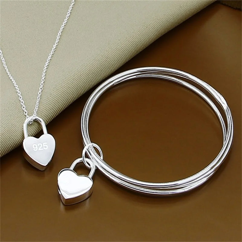 Fine Jewelry Set 925 Sterling Silver Sideways Snake Chain Bracelet Necklace Sets For Women Men Fashion Charm Jewelry Gift