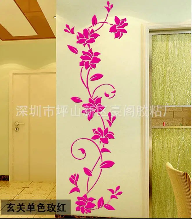 Fast 3D Romantic Rose Flower Wall Sticker Removable Home decor Decal Room Vinyl