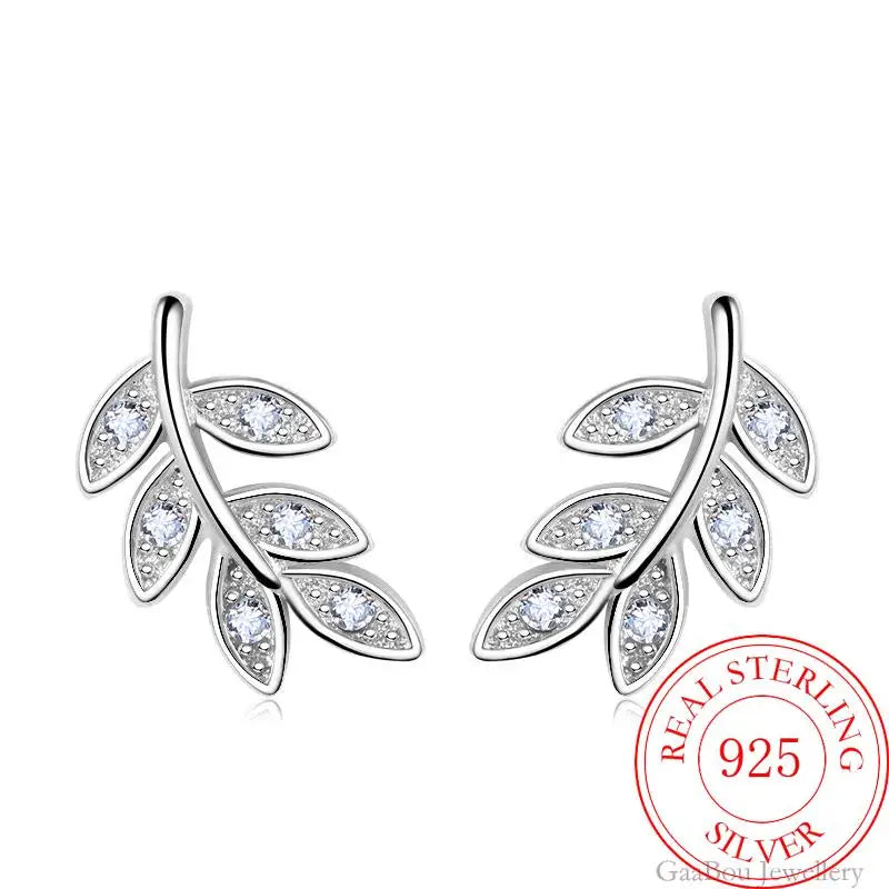 Luxury 925 Sterling Silver Leaf Small Earrings For Women High Quality Fine Jewelry  Novelties 2023 Trend To Sell