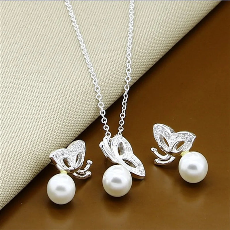 Fine Jewelry Set 925 Sterling Silver Sideways Snake Chain Bracelet Necklace Sets For Women Men Fashion Charm Jewelry Gift