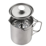 Lixada 750ml Titanium Cup Coffee Cup Mug French Press Pot Coffee Maker with Lid Outdoor Camping Cooking Pot