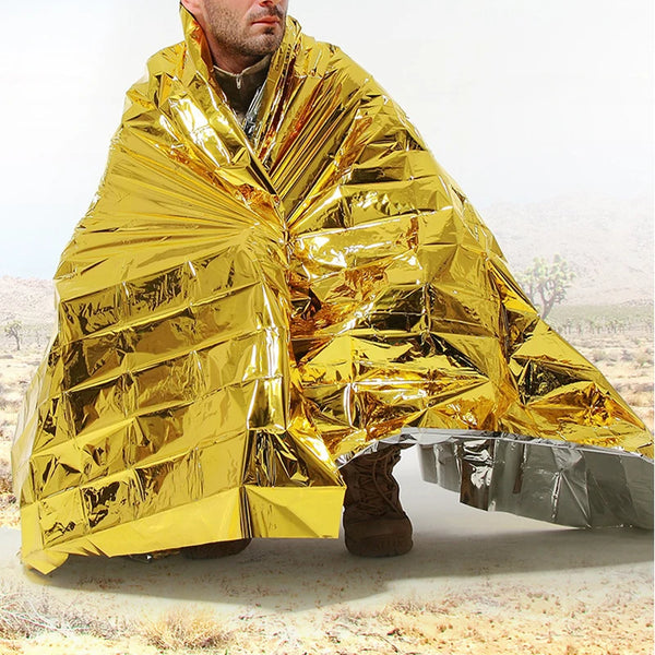 Emergency Blanket Outdoor Survive First Aid Rescue Kit Windproof Waterproof Foil Thermal Blanket for Camping Hiking Hot