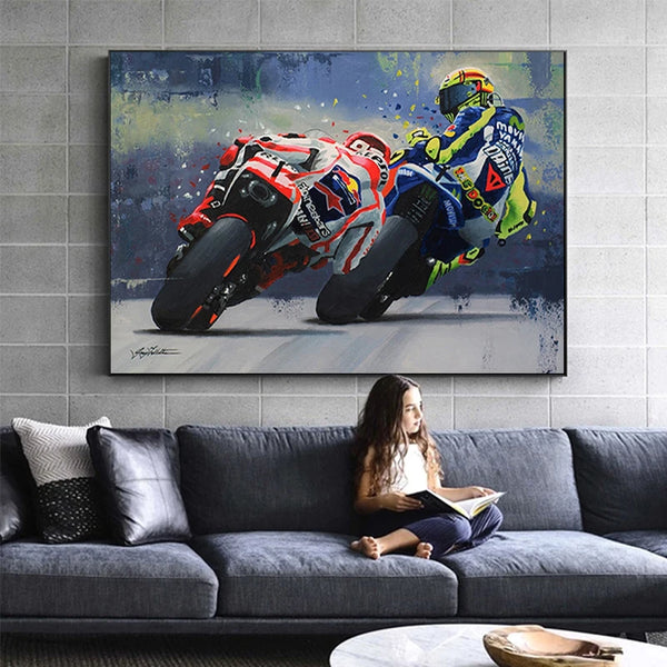 Abstract Oil Prints Poster Motorcycle Canvas Painting Posters Print Cuadros Wall Art Picture for Living Room Home Decoration