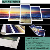 Wall Art Canvas Prints 5 Piece Seascape Painting Sunset Beach Boat Posters on the Wall Aesthetic Room Decor Bedroom Decoration