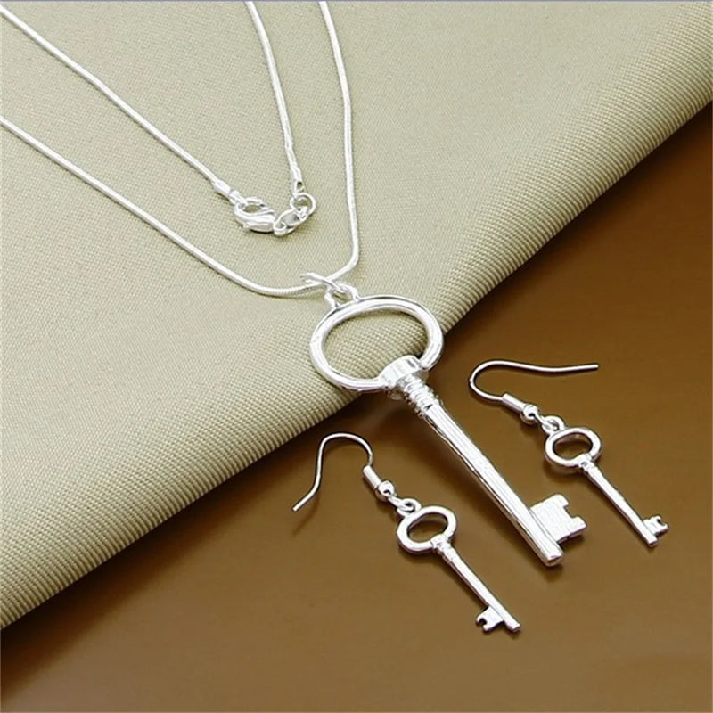 Fine Jewelry Set 925 Sterling Silver Sideways Snake Chain Bracelet Necklace Sets For Women Men Fashion Charm Jewelry Gift