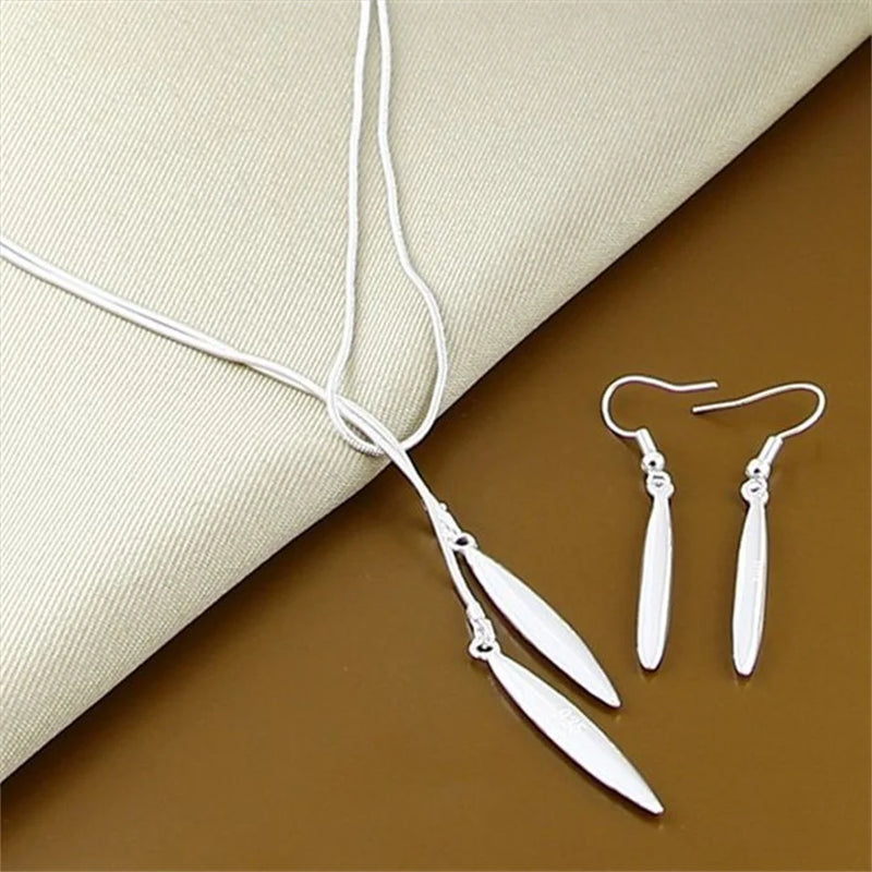 Fine Jewelry Set 925 Sterling Silver Sideways Snake Chain Bracelet Necklace Sets For Women Men Fashion Charm Jewelry Gift