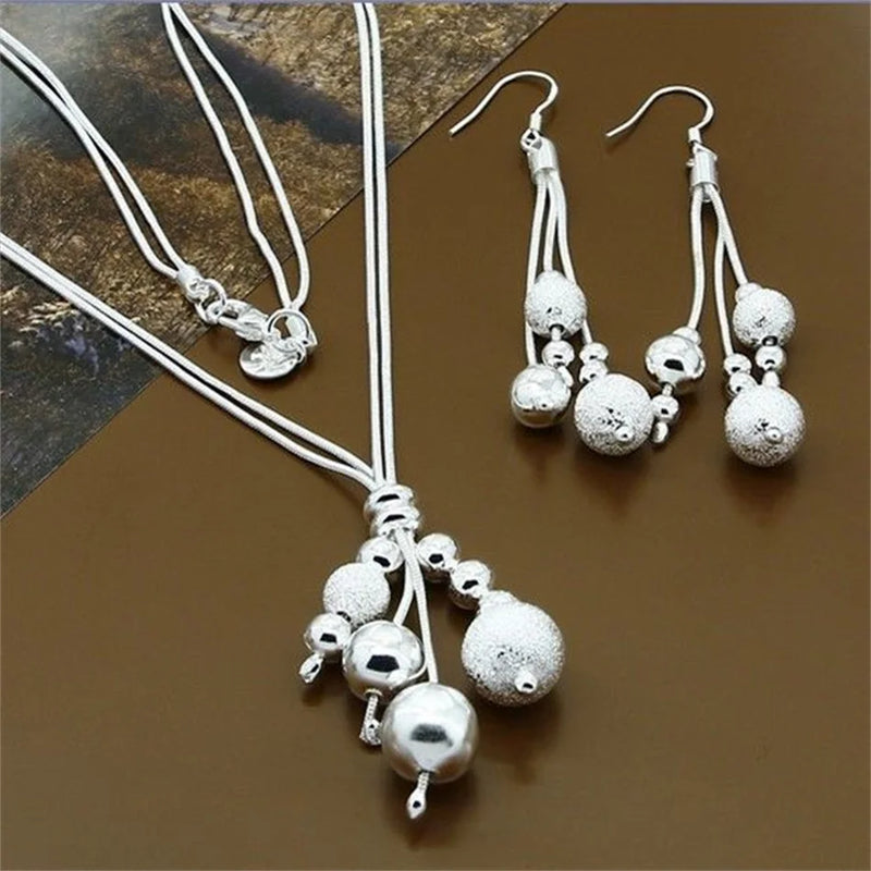 Fine Jewelry Set 925 Sterling Silver Sideways Snake Chain Bracelet Necklace Sets For Women Men Fashion Charm Jewelry Gift