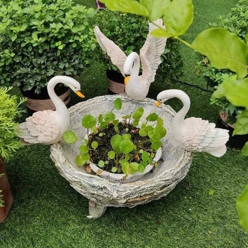Resin Swan Ornament Creative Micro Landscape Rockery Furnishings for Outdoor Garden Courtyard Decoration In Stock