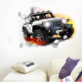 3D Supercross Vehicle Wall Stickers Wild jeep Broken Wall Poster Wall Art Car Decal Kids Room Decoration murals Boys Favors