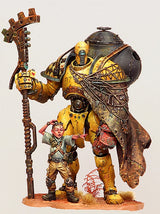 1/24  fantasy warrior with child stand and watch Resin figure Model kits Miniature gk Unassembly Unpainted