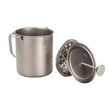 750ml Portable Outdoor Coffee Machine Pure Titanium French Coffee Pot for Camping Hiking Picnic Traveling