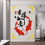3D Stereo Mirror Stickers, Chinese Style, Living Room Entrance Decoration, Crystal Acrylic Wall Stickers, TV Backdrop,Restaurant