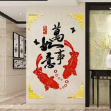 3D Stereo Mirror Stickers, Chinese Style, Living Room Entrance Decoration, Crystal Acrylic Wall Stickers, TV Backdrop,Restaurant