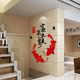 3D Stereo Mirror Stickers, Chinese Style, Living Room Entrance Decoration, Crystal Acrylic Wall Stickers, TV Backdrop,Restaurant