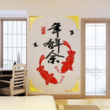 3D Stereo Mirror Stickers, Chinese Style, Living Room Entrance Decoration, Crystal Acrylic Wall Stickers, TV Backdrop,Restaurant