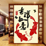 3D Stereo Mirror Stickers, Chinese Style, Living Room Entrance Decoration, Crystal Acrylic Wall Stickers, TV Backdrop,Restaurant