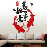 3D Stereo Mirror Stickers, Chinese Style, Living Room Entrance Decoration, Crystal Acrylic Wall Stickers, TV Backdrop,Restaurant