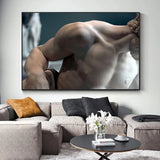 Black and White Man Lady Muscle Sculpture Canvas Painting Nude Posters and Prints Wall Art Pictures for Living Room Home Decor