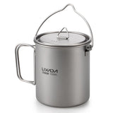 Lixada 750ml Titanium Cup Coffee Cup Mug French Press Pot Coffee Maker with Lid Outdoor Camping Cooking Pot