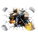3D Supercross Vehicle Wall Stickers Wild jeep Broken Wall Poster Wall Art Car Decal Kids Room Decoration murals Boys Favors