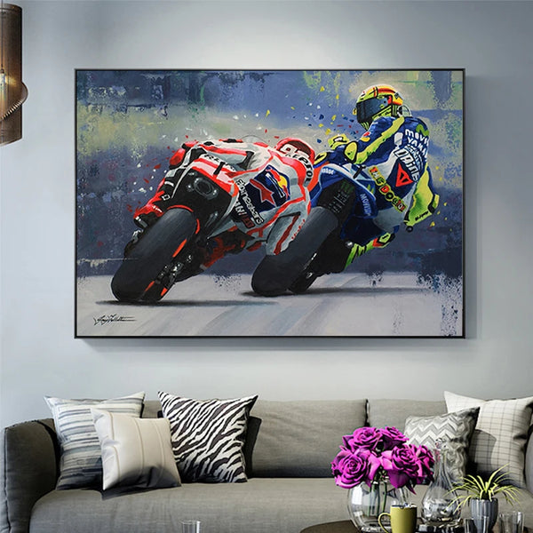 Abstract Oil Prints Poster Motorcycle Canvas Painting Posters Print Cuadros Wall Art Picture for Living Room Home Decoration