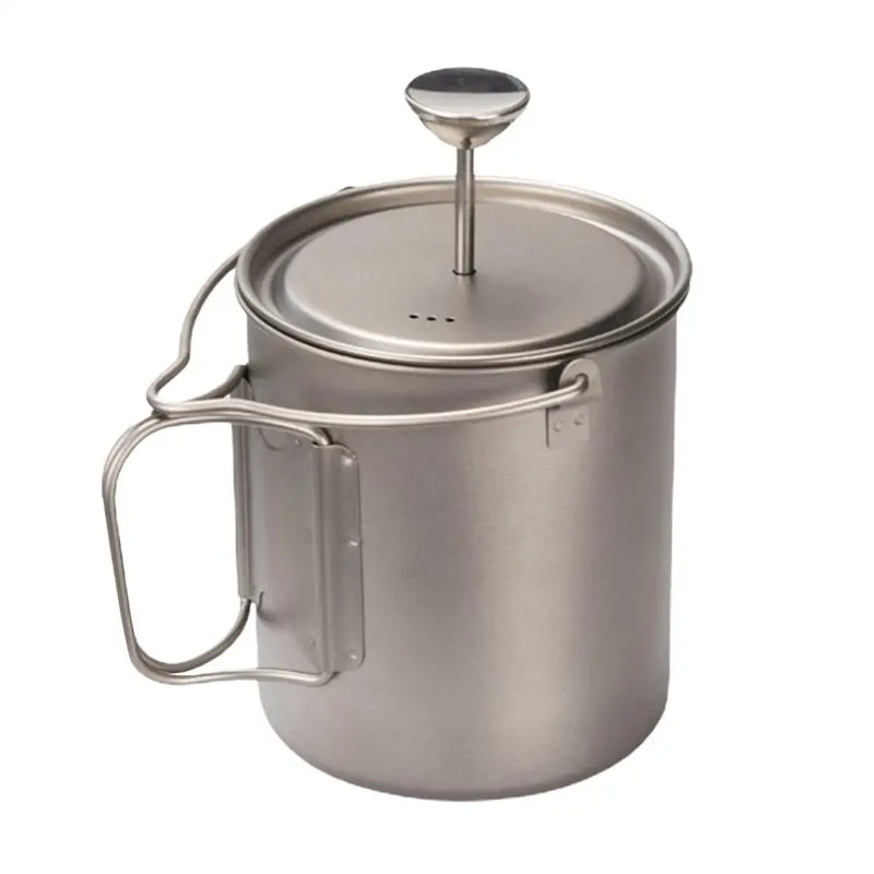750ml Portable Outdoor Coffee Machine Pure Titanium French Coffee Pot for Camping Hiking Picnic Traveling