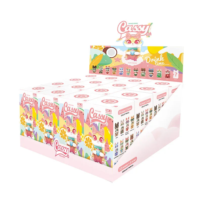 Anime New Cassy Cat Drinks Series Mystery Box Anime Original Figure Collection Model Desktop Ornaments Doll Toys