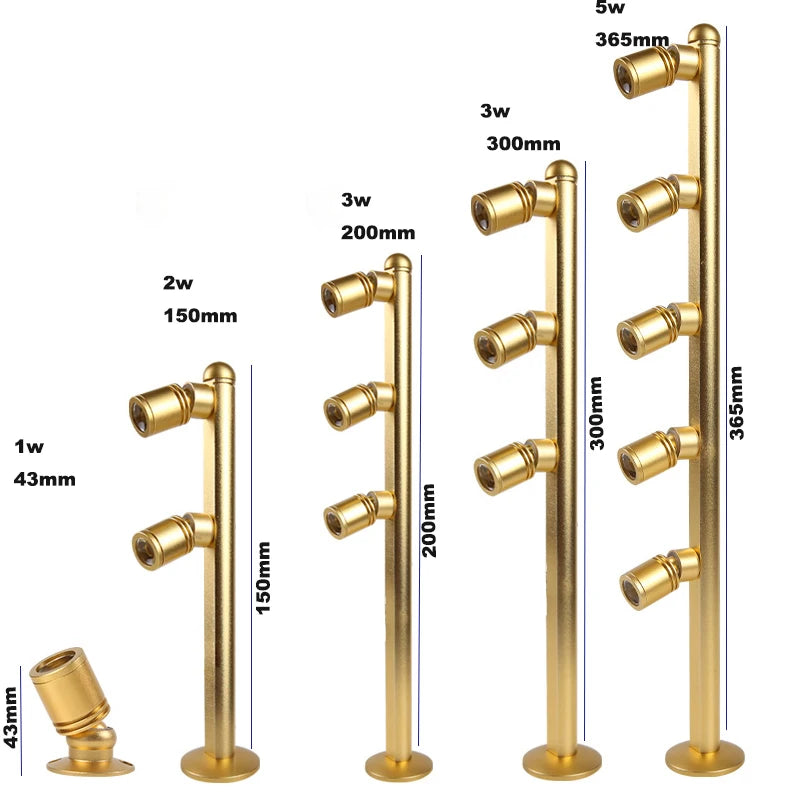 Led Showcase Light 3W Adjustable Spotlights Exhibition DC12V Mini 20/30CM Jewelry Display Lamp For Diamond Store AC85-265V