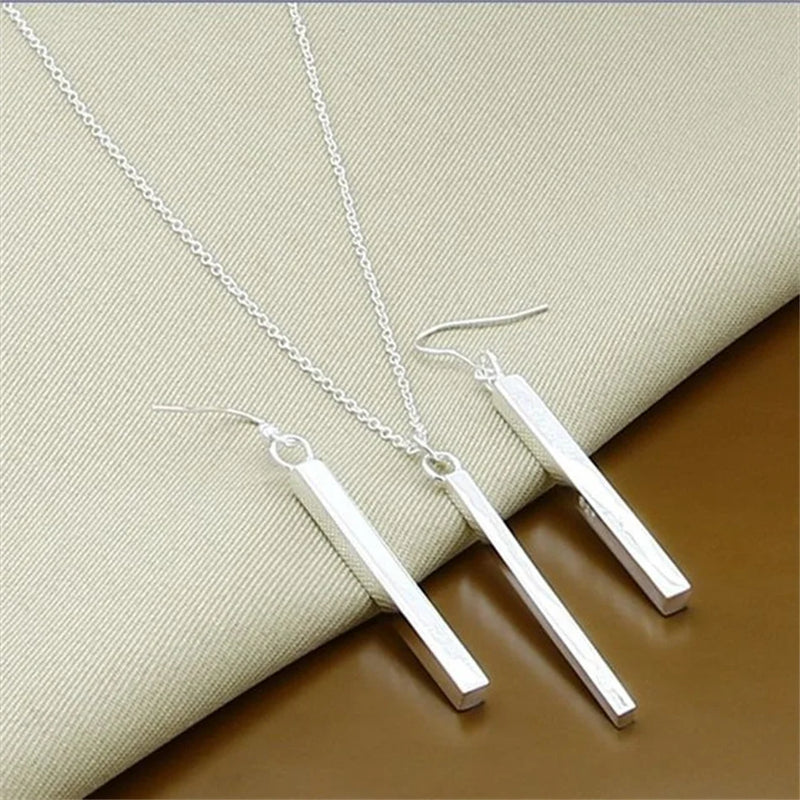 Fine Jewelry Set 925 Sterling Silver Sideways Snake Chain Bracelet Necklace Sets For Women Men Fashion Charm Jewelry Gift