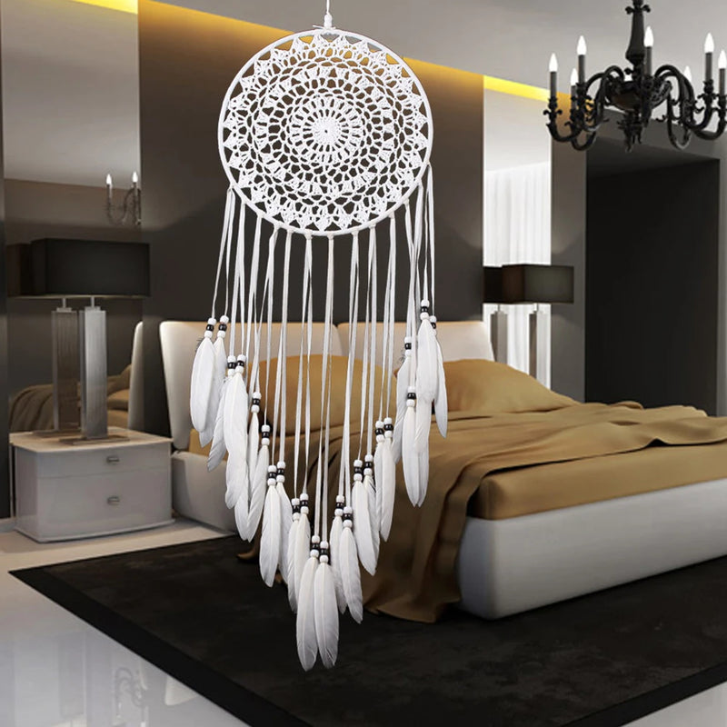 Feather Dream Catcher Indian Style Wall Hanging Wind Chimes For Car Ornaments Room Decor with Rattan Bead Dreamcatchers
