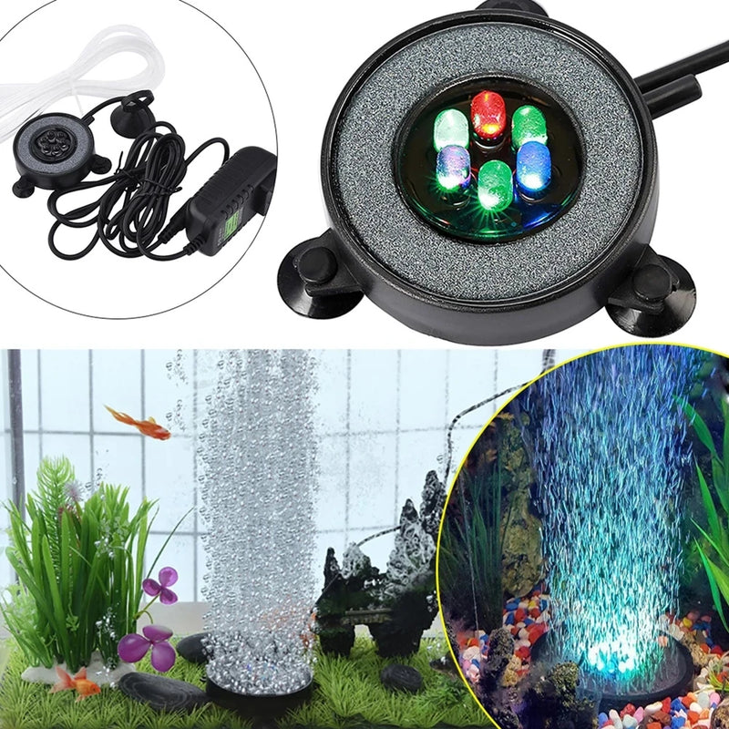 Underwater Submersible Fish Tank Light Color Changing LED Air Bubble Light Waterproof Aquarium Lamp Making Oxygen for Fish Tank