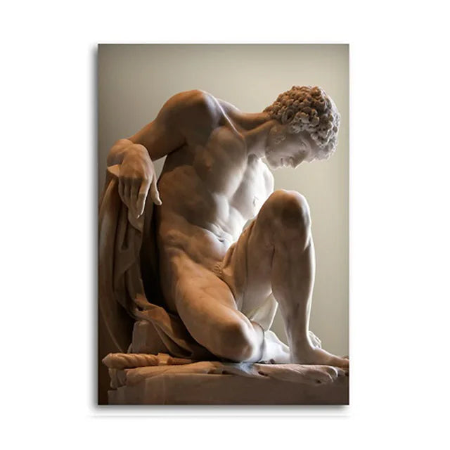 Black and White Man Lady Muscle Sculpture Canvas Painting Nude Posters and Prints Wall Art Pictures for Living Room Home Decor