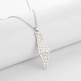 Israel Palestine Map Pendant Necklace For Women Men Arabic African Jamaica Stainless Steel Gold Color Chain Necklaces Jewelry