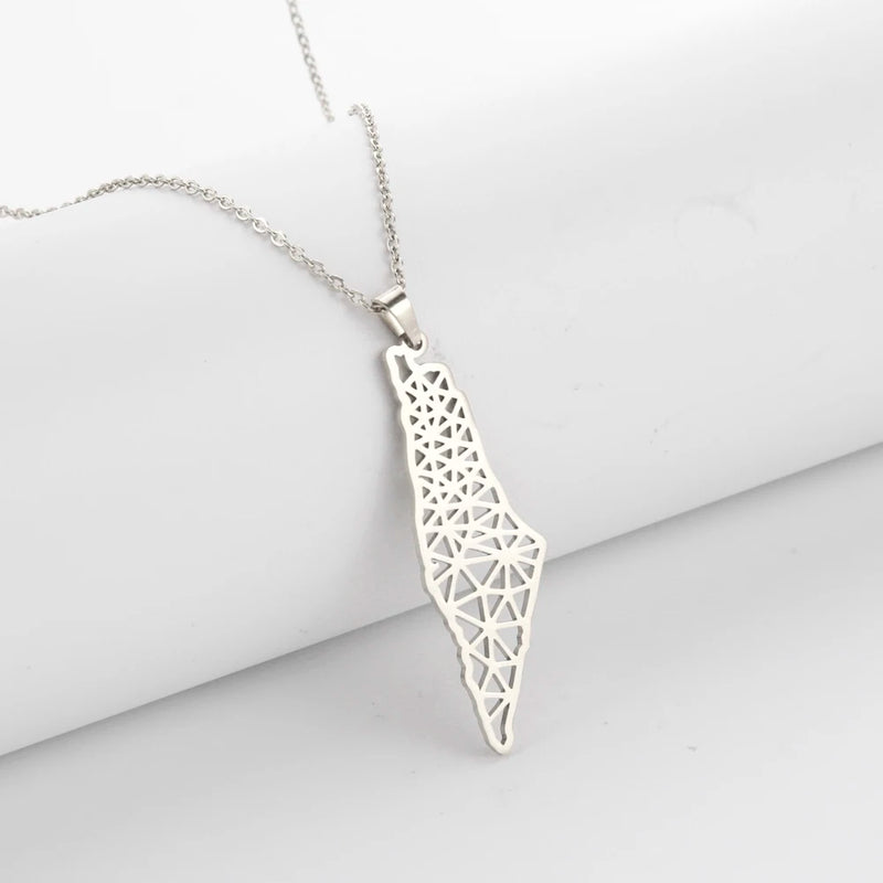 Israel Palestine Map Pendant Necklace For Women Men Arabic African Jamaica Stainless Steel Gold Color Chain Necklaces Jewelry