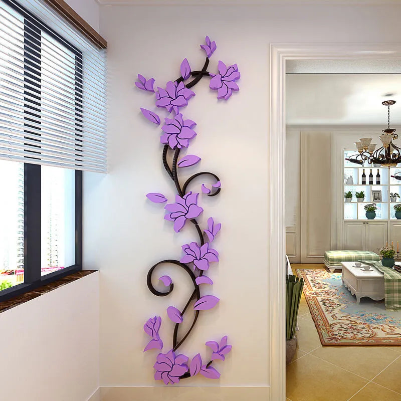 Fast 3D Romantic Rose Flower Wall Sticker Removable Home decor Decal Room Vinyl