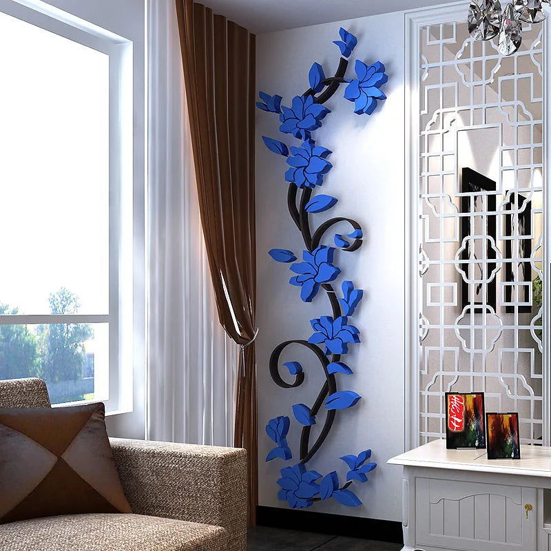 Fast 3D Romantic Rose Flower Wall Sticker Removable Home decor Decal Room Vinyl
