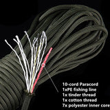 Noble Eagle 25FT 7.5M 550 10-core paracord 4mm outdoor Camping Survival tool PE fire rope fishing cotton line Parachute Hiking