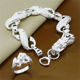 Fine Jewelry Set 925 Sterling Silver Sideways Snake Chain Bracelet Necklace Sets For Women Men Fashion Charm Jewelry Gift