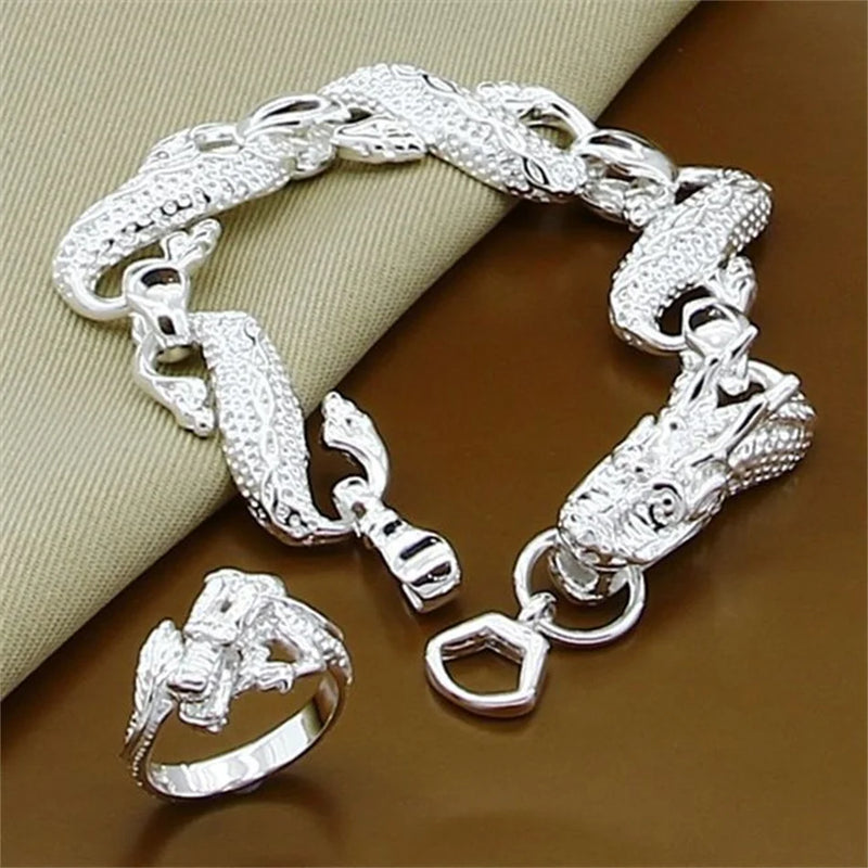 Fine Jewelry Set 925 Sterling Silver Sideways Snake Chain Bracelet Necklace Sets For Women Men Fashion Charm Jewelry Gift