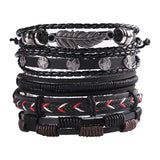 1 Fashion Bracelet Viking  Bracelet For Men Hand Bracelets Woven Skull Hand Jewelry Adjustable Leather Set Bracelet For Leather